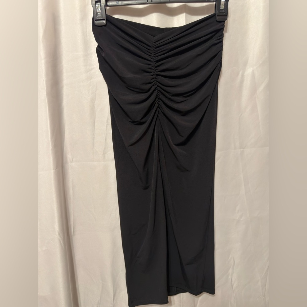 Lanston Skirt Ruched Asymmetrical Draped Midi Black Size XS from Revolve NWOT - Picture 5 of 12